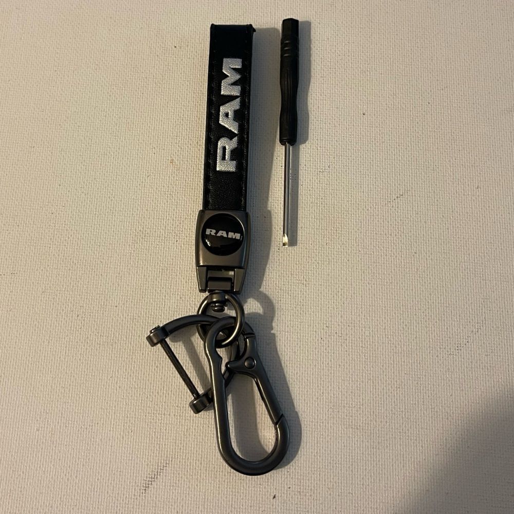 Dodge Ram Key Fob Keychain in Black Leather NWT